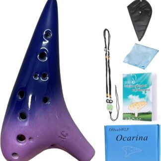 12 Hole Ocarina Instrument With Song Book for Beginner,Alto C Ceramic Ocarina(Purple & Deep Blue)