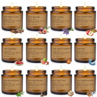 12 Pack Aromatherapy Candles for Home Scented, Aromatherapy Jar Candle Gifts for Women, Natural Soy Wax Amber Candle Set, Scented Candles Set for Birthday Valentine Birthday Day...