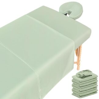 12 Pcs 4 Sets Premium Microfiber Massage Table Sheet Set, Include Massage Table Cover, Massage Fitted Sheet, Massage Face Rest Cover for Beauty Salon Spa Hair Salon (Sage Green)