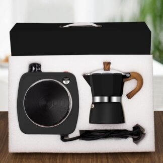 2-in-1 Moka Pot Espresso Set with Electric Stove 3 Cup Aluminum Stovetop Coffee Maker Percolator Italian Classic Mocha Coffee Machine for Italian and Cuban Cafe Brewing Portable...