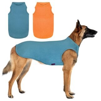 2 Pack Dog Shirts, Quick Dry Lightweight Dog T-Shirts Sleeveless Vest, Breathable Pet Clothes Tank Top for Large Medium Dogs, Mint Blue+Orange Yellow (S)