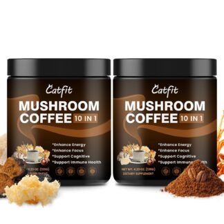2 Pack Mushroom Coffee Powder, 10 Adaptogenic Mushrooms And MCT Oil, Hydrolyzed Collagen, Instant Coffee with Lion's Mane, Chaga, L-Theanine for Energy, Focus, Digestion and...