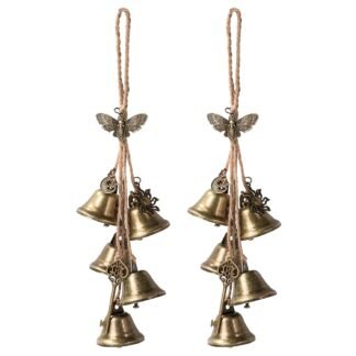 2 Pieces Witch Bells for Door Knob for Protection Brass Bells Hanging Witchcraft Wicca Supplies Wreath Handmade Witch Bells Wiccan Magic Wind Chimes (Butterfly Vintage Bell)