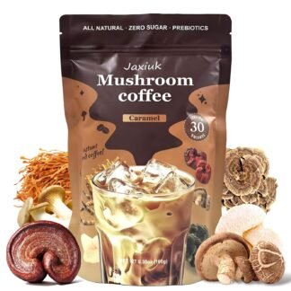 2025 NEW Mushroom Coffee, Organic 6 Mushrooms with Lion's Mane, Reishi, Cordyceps, Shiitake, King Trumpet & Turkey Tail, Instant Coffee Powder, 30 Servings 1 Pack
