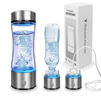 2025 Portable 4000PPB Hydrogen Water Bottle Generator, SPE PEM Tech Glass Ionizer Machine 420ml for Home, Office, Travel, Fitness – Health Benefits with USB-C Charging
