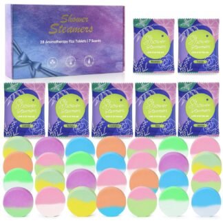 28 Pack Aromatherapy Shower Steamers, Individually Wrapped 7 Scents Bath Bombs,Natural Essential Oil Home SPA Self Care Stress Relief, Perfect Gifts for Her on Birthday Mother's...