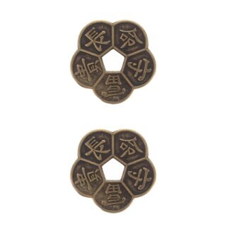 2PCS Chinese Coins for Good Luck, 2.16 Inch Brass Chinese Fortune Coins Feng Shui, Plum Blossom Coin I Ching Good Luck Charm for Luck, Wealth and Success