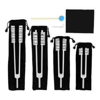 32 Hz 48 Hz 64 Hz and 128 Hz Otto Tuner Weighted Tuning Forks of 4 for stress alleviation, relaxation, with Handbag, Hammer and Wrench