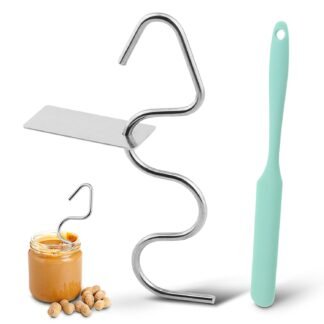 3pcs Kitchen Home Stainless Steel With Scraper Peanut Butter Stirrer Set Churner, Mixer Tool, Scraper, Silicone Spatula Peanut Butter Stirrer Kit For Mixing Various Butter, Jam