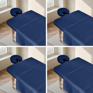 4 Sets Premium Microfiber Massage Table Sheets Set, 3 Piece Set Ultra-Light Massage Table Cover, Soft Massage Sheets Sets Include Flat Sheet, Fitted Sheet, and Massage Face Rest...