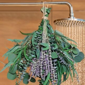 52 PCS Mix Dried Eucalyptus & Lavender Flowers Bundles for Shower, 17'' Natural Real Hanging Silver Dollar Eucalyptus Leaves Stems, Fragrance Fresh Plants Home Bathroom Decor...