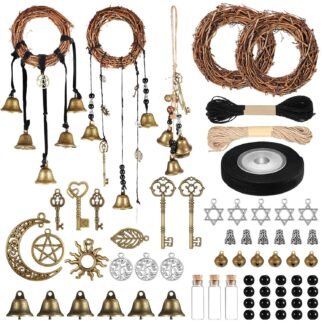 62 Pcs Witch Bells DIY Kit for Door Knob for Protection Witch Bell Witchy Decor Hanging Witchcraft Decorations Witches Wind Chimes Decor