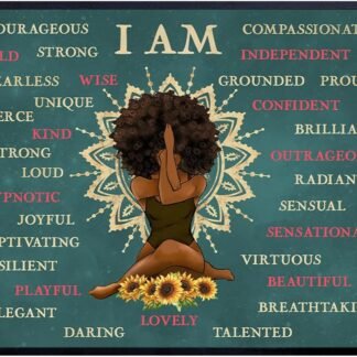 African American Black women Wall Art & Decor -Motivational Inspirational Wall Decor - I Am Positive Affirmations Poster - Zen Meditation New Age Home Artwork - Encouragement...