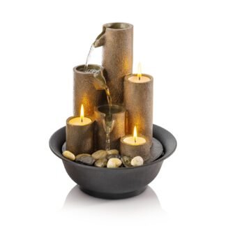 Alpine Corporation WCT202 Indoor Tabletop Tiered Water Fountain Featuring 3 Candles for Desktop and Table 11 Brown - lunas-mystic-emporium.com Alpine Corporation WCT202 Indoor Tabletop Tiered Water Fountain Featuring 3 Candles for Desktop and Table, 11", Brown