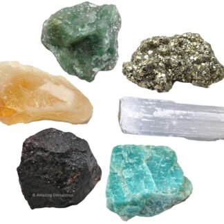 Amazing Gemstone Crystals for Money and Success Manifestation, Set of 6 Citrine, Pyrite, Garnet, Selenite, Green Aventurine and Amazonite Healing Crystals and Stones
