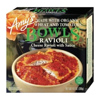 Amy's Frozen Meals, Cheese Ravioli with Tomato Sauce, Made With Organic Wheat and Tomatoes, Microwave Meals 9.5 Oz
