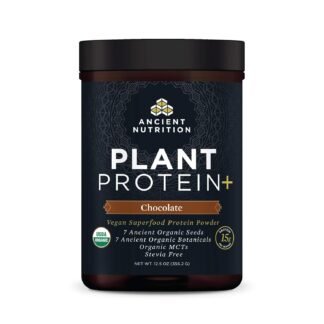Ancient Nutrition Plant Based Protein Powder, Plant Protein+, Chocolate, Organic Vegan Superfoods Supplement, 15g Protein Per Serving, Gluten Free, Paleo Friendly 12 Serving