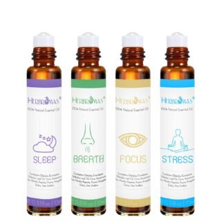 Aromatherapy Oils Roller Set, Natural Pre-diluted Essential Oils Roll On with Glass Rollerball, Relaxation Gift for Women & Men, Christmas Gift, Pack 4 x 0.33fl.oz