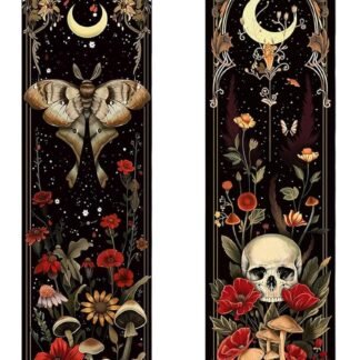 ARTCREATOR Pack of 2 Witchy Gothic Wall Bedroom Decor Moth Moon Tapestry Skull Mushroom Vertical Tapestries Retro Floral Flowers Tapestries for Bedroom Aesthetic Alt Room (12.8...