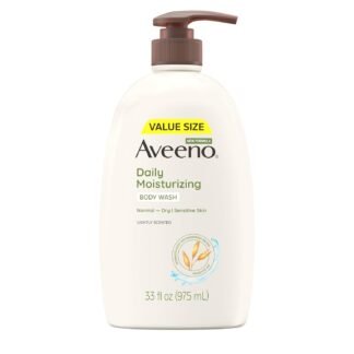 Aveeno Daily Moisturizing Body Wash for Women and Men for Dry & Sensitive Skin, Paraben, Soap & Dye-Free, Gentle Shower Cleanser, Dermatologist Recommended Brand, Lightly...