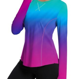 Avoogue Women UPF 50+ UV Shirts Long Sleeve with Thumb Holes Workout Sun Shirt Quick Dry Athletic Hiking Running Tops