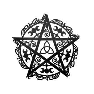 AWISBI Metal Triple Moon Pentagram Wall Art - Gothic Witchy Occult Decor for Home, Pagan Symbol with Stars & Moon - Black Gothic Wall Hanging Decoration