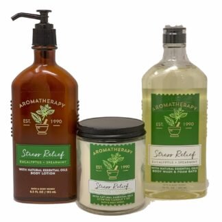 Bath & Body Works Aromatherapy Stress Relief Diffuser, Prime Spa Gift Set Wellness Bundle, Eucalyptus Spearmint Body Lotion + Body Wash & Foam Bath + Wick Candle, Relax...