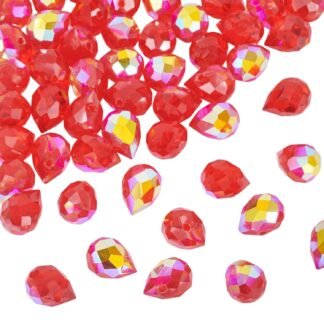 Beadthoven 50pcs Red Crystal Teardrop Glass Beads Faceted Suncatcher Beads for Jewelry Making Briolette Tear Drop Pendants Top Drilled Crystal Prism Spacers for DIY Necklace...