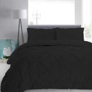 BedDecor 3 Piece 100% Egyptian Cotton 600 Thread Count Pinch Pleated Duvet Cover Set (Black,King)