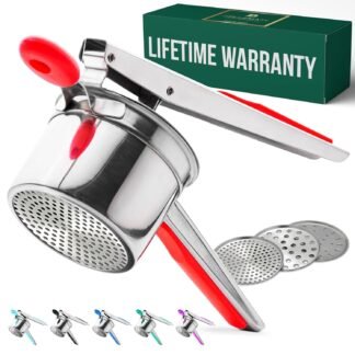 Bellemain 15 oz Large Potato Ricer | Heavy-Duty Stainless Steel Potato Ricer & Masher | Perfect for Mashed Potatoes | Kitchen Tool with 3 Interchangeable Discs