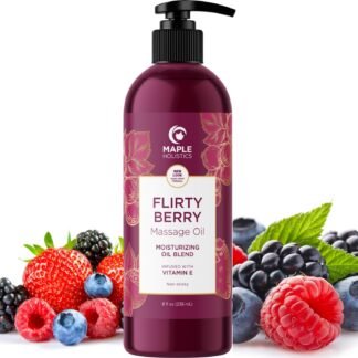 Berry Sensual Massage Oil for Couples - Fun and Fruity Full Body Massage Oil for Date Night with Smooth Gliding Coconut and Sweet Almond Oil with Tempting Berry Scent - Non GMO...