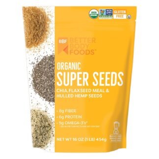 BetterBody Foods Superfood Organic Super Seeds - Blend of Organic Chia Seeds, Milled Flax Seed, Hemp Hearts, Add to Smoothies Shakes & More, 1lb, 16 oz