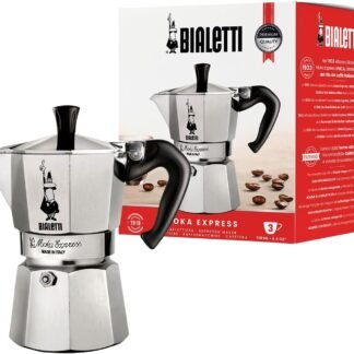 Bialetti Moka Express Iconic Italian Stovetop Espresso Maker (Silver, 3 Cups)