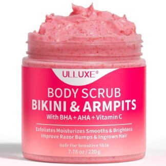 Bikini Area Exfoliator with 10% AHAs BHA & Vitamin C, Exfoliating Body Scrub for Ingrown Hair and Underarm Bumps, Dark Spots, Moisturize Brighten Soothe & Even Skin Tone,...