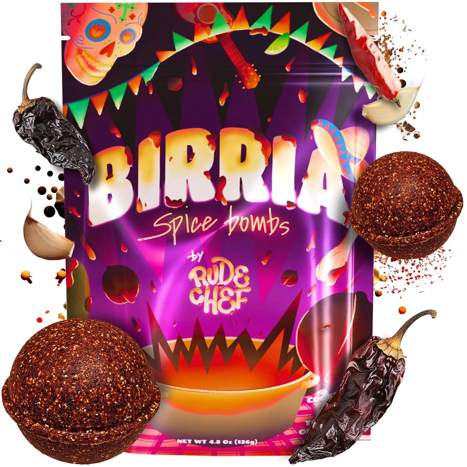 Birria Bomb Balls - 𝗠𝗦𝗚-𝗙𝗥𝗘𝗘 Authentic Birria Taco Seasoning - Cooks up to 8 lbs - Vegan Recipe for Instant Pot Slow Cooker - 2 Pack - lunas-mystic-emporium.com Birria Bomb Balls - 𝗠𝗦𝗚-𝗙𝗥𝗘𝗘 Authentic Birria Taco Seasoning - Cooks up to 8 lbs - Vegan Recipe for Instant Pot & Slow Cooker - 2 Pack