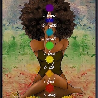 Black Art for African American Women - Boho Positive Affirmations Zen Meditation Decor - Inspirational Afro Yoga Wall Art - New Age Hippie Chakra Room Decor - Personal Growth...