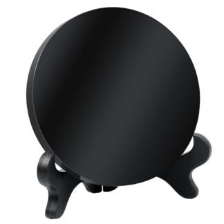 Black Obsidian Scrying Mirror, Obsidian Mirror with Stand and Box for Divination, Meditation, Healing, Witchcraft and Spiritual Practices
