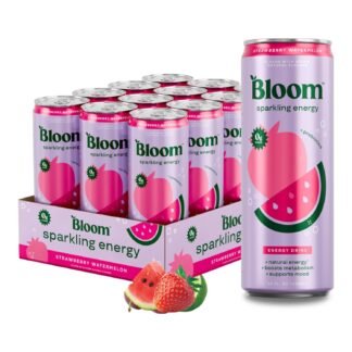 Bloom Nutrition Sparkling Energy Drink - Natural Caffeine, Zero Sugar, 180mg Caffeine - Antioxidant-Rich with Green Coffee Bean, Green Tea Extract, Prebiotics - Strawberry...