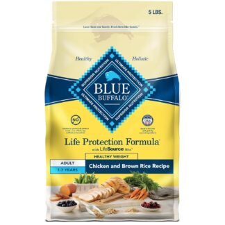Blue Buffalo Life Protection Formula Healthy Weight Adult Dry Dog Food, Supports an Ideal Weight, Made with Natural Ingredients, Chicken & Brown Rice Recipe, 5-lb Bag