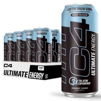 C4 Ultimate Sugar Free Energy Drink 16oz (Pack of 12) | Arctic Snow Cone | Pre Workout Performance Drink with No Artificial Colors or Dyes
