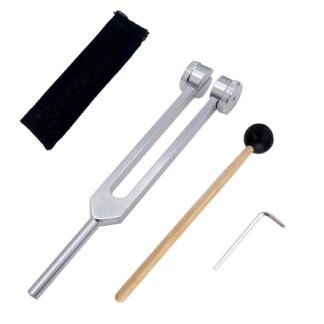 CashBeat 128 Hz Weighted Tuning Fork, Professional Aluminum Alloy Tuning Fork Medical for Healing, C128 Frequency Sonic Slider with Silicone Hammer, Storage Bag & Cleaning Cloth