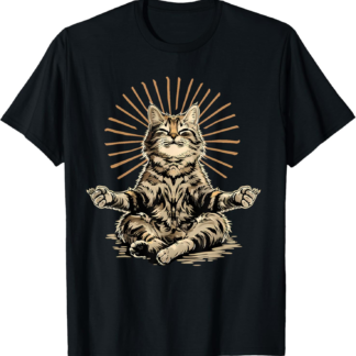 Cat Zen Buddha Buddhist Yoga Spiritual Hindu Meditation T-Shirt