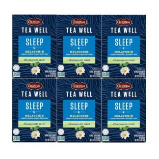 Celestial Seasonings TeaWell Herbal Tea, Sleep with Melatonin, Chamomile Mint, Caffeine Free Wellness Tea, 12 Tea Bags (Pack of 6)