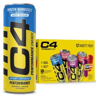 Cellucor C4 Energy Drink POPSICLE Variety Pack, Carbonated Sugar Free Pre Workout Performance Drink, 4 Flavors - Grape & Cherry Popsicle, Strawberry Watermelon Ice, Frozen...