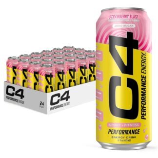 Cellucor C4 Performance Energy Drink | Strawberry Blast | Zero Sugar Carbonated Preworkout Energy | 200mg Caffeine with Beta Alanine | 16 Fl Oz (24 Pack)