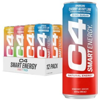 Cellucor C4 Smart Energy Drinks Variety Pack, Sugar Free Performance Fuel & Nootropic Brain Booster, Coffee Substitute or Alternative, 4 Flavor Tropical Oasis Variety 12 Pack