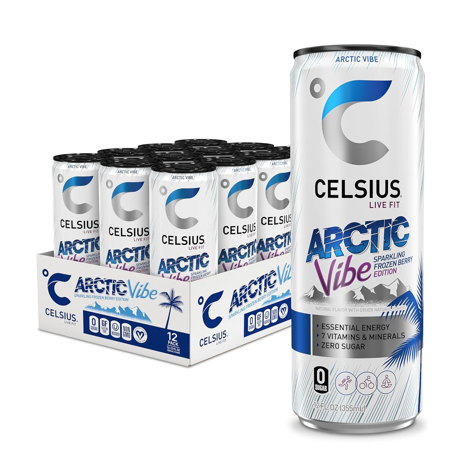 CELSIUS ARCTIC VIBE Sparkling Frozen Berry, Sugar Free Energy Drink, 12 Fl Oz (Pack of 12) - lunas-mystic-emporium.com CELSIUS ARCTIC VIBE Sparkling Frozen Berry, Sugar Free Energy Drink, 12 Fl Oz (Pack of 12)