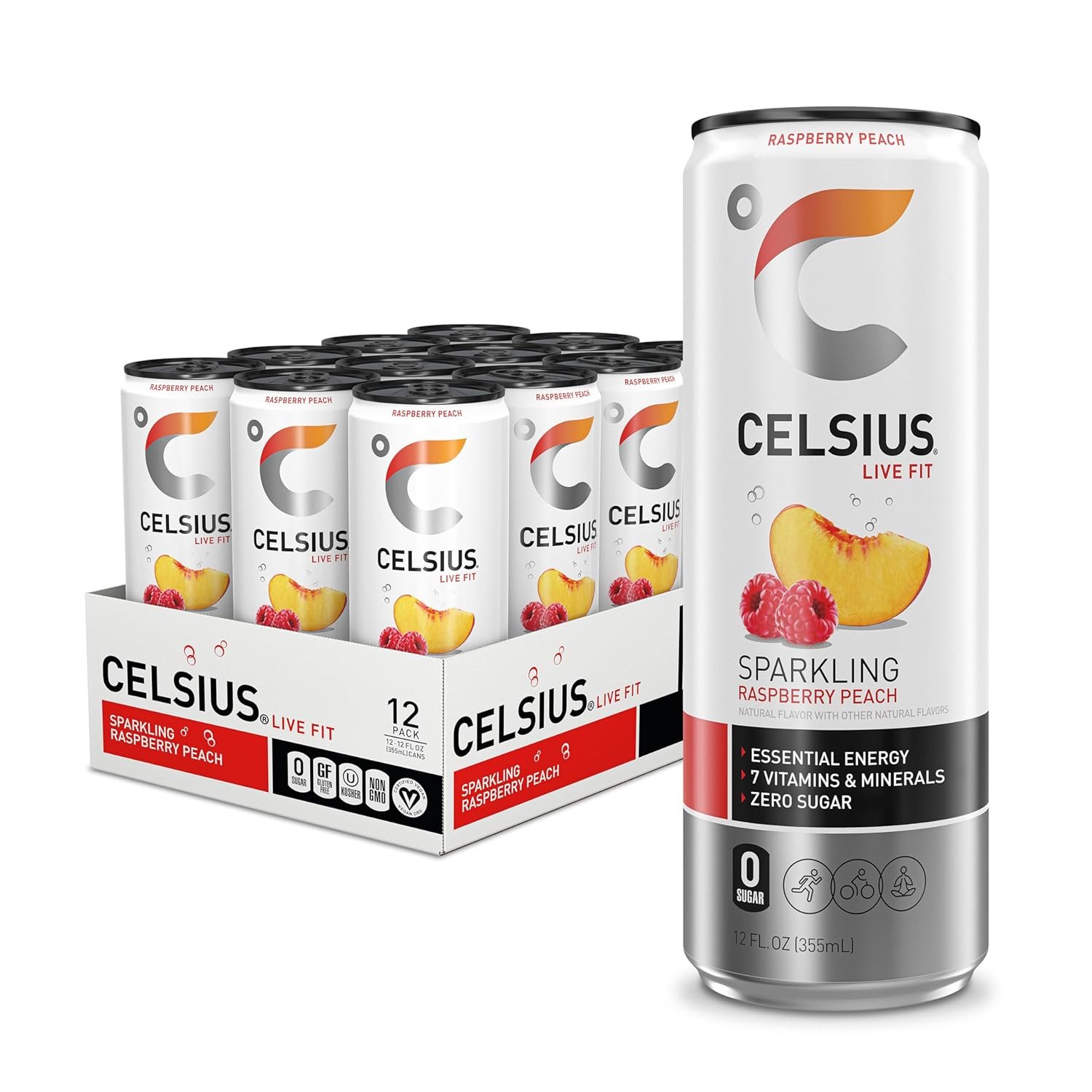 CELSIUS Sparkling Raspberry Peach, Sugar Free Energy Drink, 12 Fl Oz (Pack of 12) - lunas-mystic-emporium.com CELSIUS Sparkling Raspberry Peach, Sugar Free Energy Drink, 12 Fl Oz (Pack of 12)