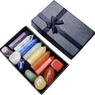 Chakra Crystal Stones Healing Kit, Healing Crystal Wands Crystals Points Reiki, 7 Chakra Set Tumbled Stones Reiki Chakra Meditation Therapy