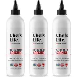 Chefs Life Cooking Oil - Gourmet Oil for Cooking, Blend of Olive Oil, Avocado Oil, Sunflower Oil & Grapeseed Oil, Non GMO - 25.4 Fl Oz Squeezable Bottle (3 Pack)